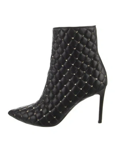 Pre-owned Valentino Garavani Rockstud Accents Leather Boots In Black