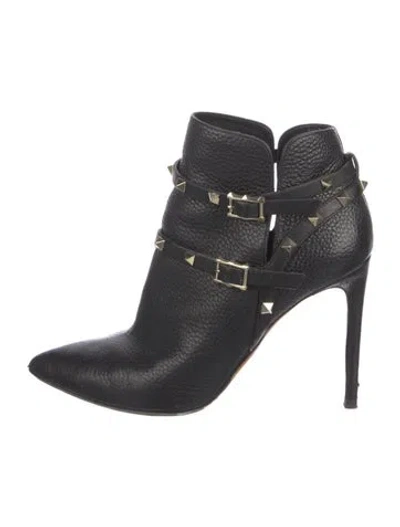 Pre-owned Valentino Garavani Rockstud Accents Leather Boots In Black
