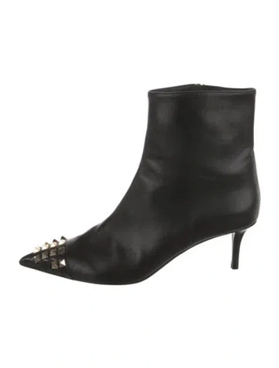 Pre-owned Valentino Garavani Rockstud Accents Leather Boots In Black