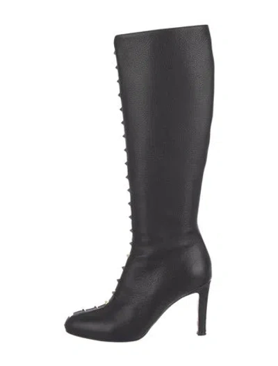 Pre-owned Valentino Garavani Rockstud Accents Leather Boots In Black