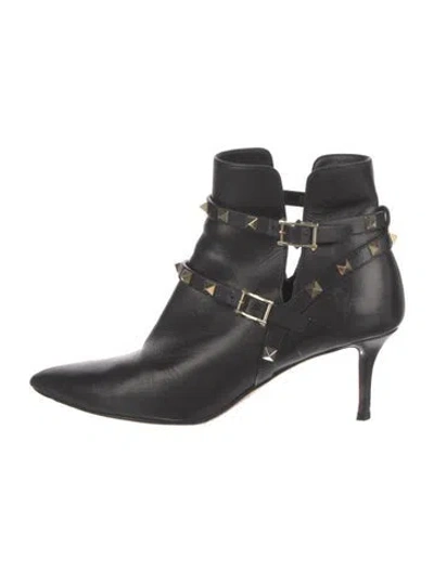 Pre-owned Valentino Garavani Rockstud Accents Leather Boots In Black