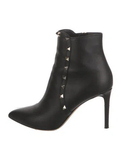 Pre-owned Valentino Garavani Rockstud Accents Leather Boots In Black
