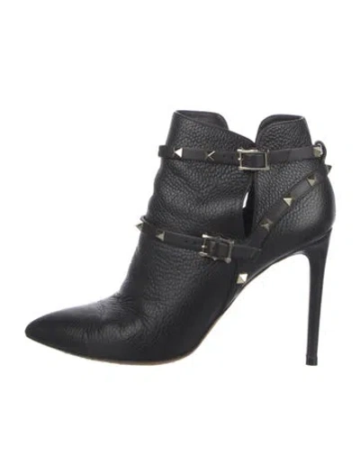 Pre-owned Valentino Garavani Rockstud Accents Leather Boots In Black