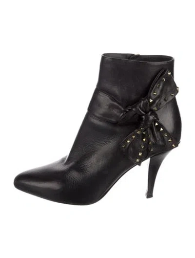 Pre-owned Valentino Garavani Rockstud Accents Leather Boots In Black