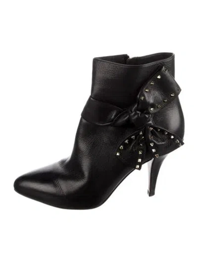 Pre-owned Valentino Garavani Rockstud Accents Leather Boots In Black
