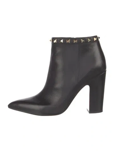Pre-owned Valentino Garavani Rockstud Accents Leather Boots In Black