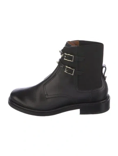 Pre-owned Valentino Garavani Rockstud Accents Leather Boots In Black