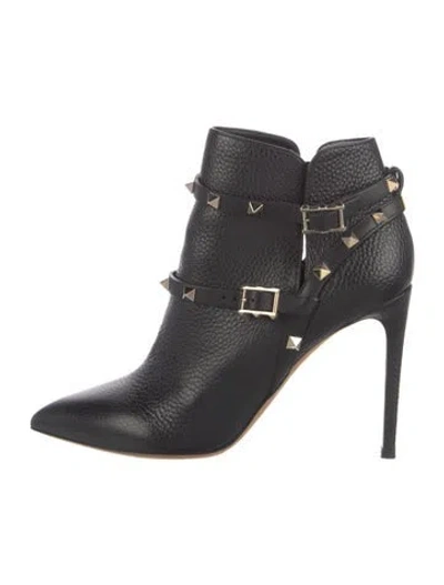 Pre-owned Valentino Garavani Rockstud Accents Leather Boots In Black