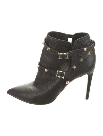 Pre-owned Valentino Garavani Rockstud Accents Leather Boots In Black