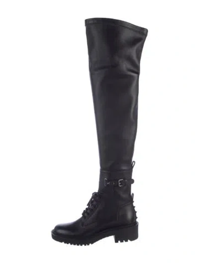 Pre-owned Valentino Garavani Rockstud Accents Leather Boots In Black