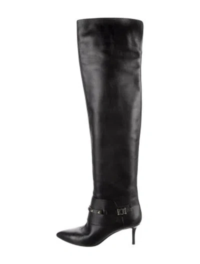 Pre-owned Valentino Garavani Rockstud Accents Leather Boots In Black