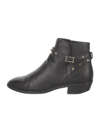 Pre-owned Valentino Garavani Rockstud Accents Leather Boots In Black
