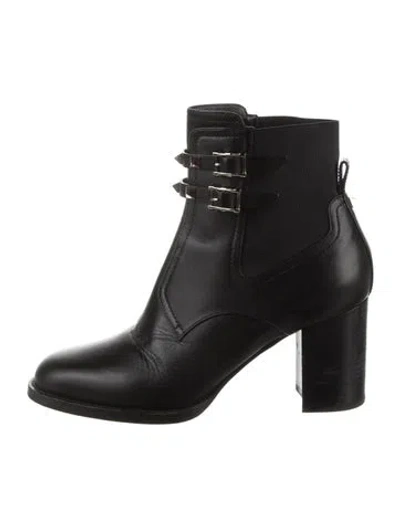 Pre-owned Valentino Garavani Rockstud Accents Leather Boots In Black