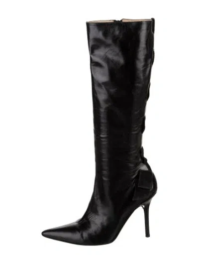 Pre-owned Valentino Garavani Rockstud Accents Leather Boots In Black