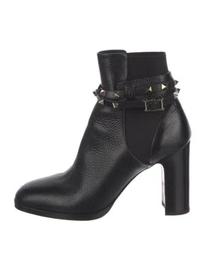 Pre-owned Valentino Garavani Rockstud Accents Leather Boots In Black
