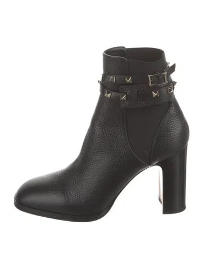 Pre-owned Valentino Garavani Rockstud Accents Leather Boots In Black