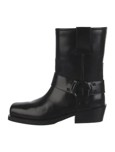 Pre-owned Valentino Garavani Rockstud Accents Leather Boots In Black