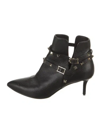 Pre-owned Valentino Garavani Rockstud Accents Leather Boots In Black