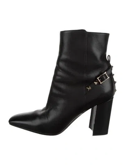 Pre-owned Valentino Garavani Rockstud Accents Leather Boots In Black