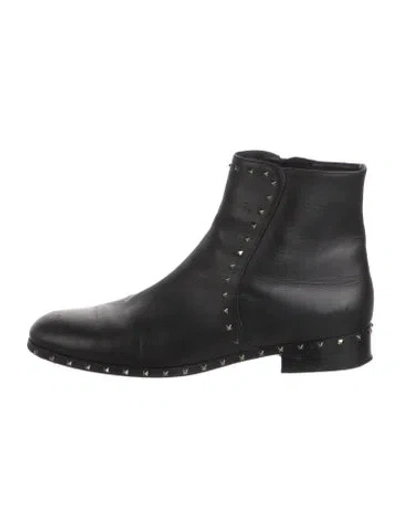 Pre-owned Valentino Garavani Rockstud Accents Leather Boots In Black