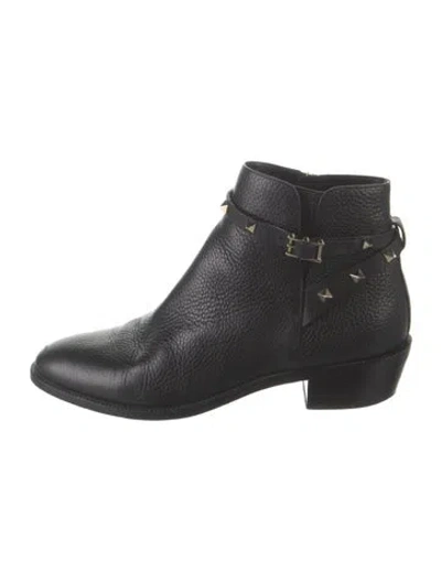 Pre-owned Valentino Garavani Rockstud Accents Leather Boots In Black