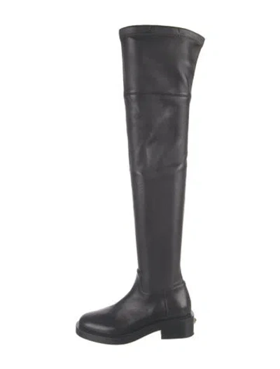 Pre-owned Valentino Garavani Rockstud Accents Leather Boots In Black