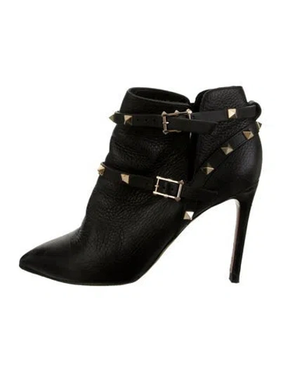 Pre-owned Valentino Garavani Rockstud Accents Leather Boots In Black