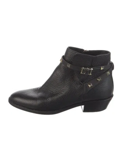 Pre-owned Valentino Garavani Rockstud Accents Leather Boots In Black