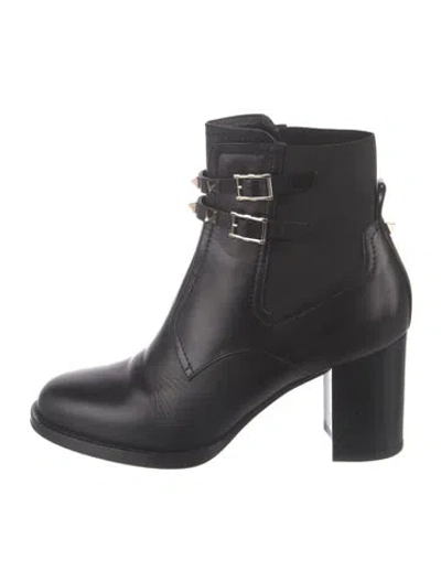 Pre-owned Valentino Garavani Rockstud Accents Leather Boots In Black