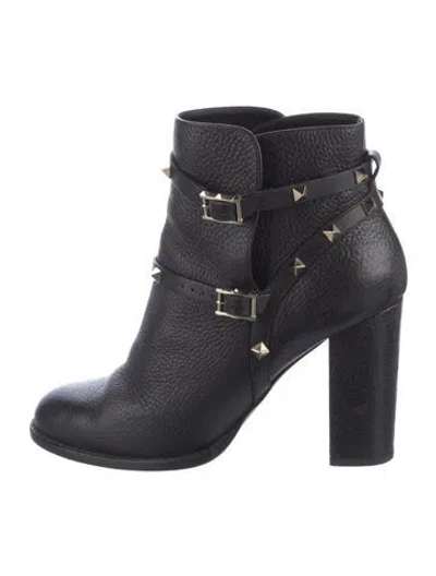 Pre-owned Valentino Garavani Rockstud Accents Leather Boots In Blue