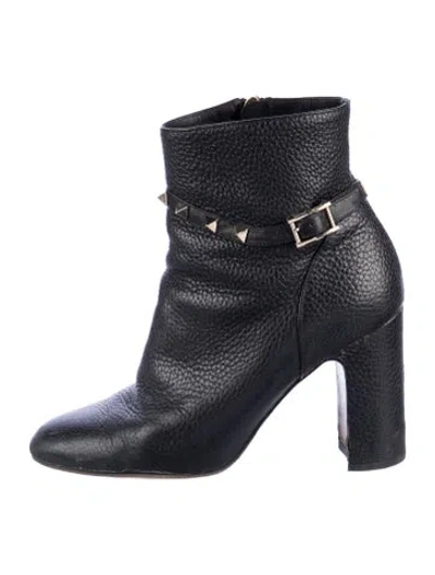 Pre-owned Valentino Garavani Rockstud Accents Leather Boots In Blue
