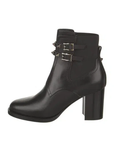 Pre-owned Valentino Garavani Rockstud Accents Leather Boots W/ Tags In Black