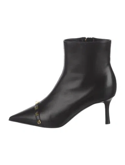 Pre-owned Valentino Garavani Rockstud Accents Leather Boots W/ Tags In Black