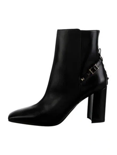 Pre-owned Valentino Garavani Rockstud Accents Leather Boots W/ Tags In Black
