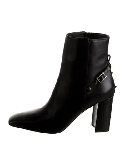 Pre-owned Valentino Garavani Rockstud Accents Leather Boots W/ Tags In Black
