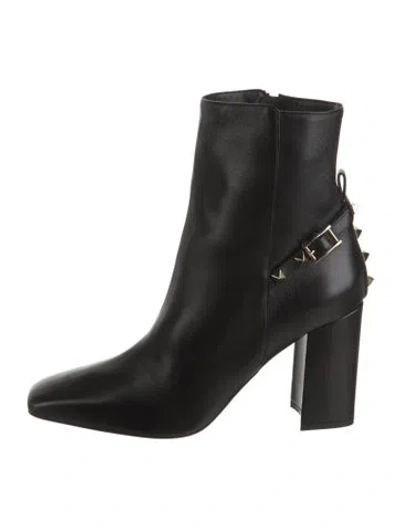 Pre-owned Valentino Garavani Rockstud Accents Leather Boots W/ Tags In Black