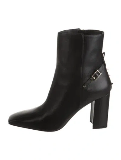 Pre-owned Valentino Garavani Rockstud Accents Leather Boots W/ Tags In Black