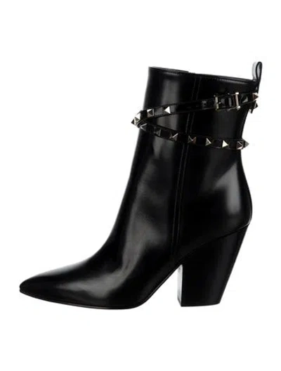 Pre-owned Valentino Garavani Rockstud Accents Leather Boots W/ Tags In Black
