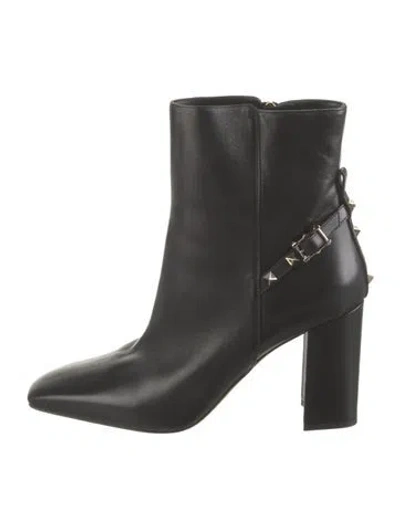 Pre-owned Valentino Garavani Rockstud Accents Leather Boots W/ Tags In Black