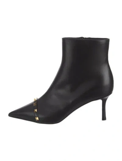 Pre-owned Valentino Garavani Rockstud Accents Leather Boots W/ Tags In Black