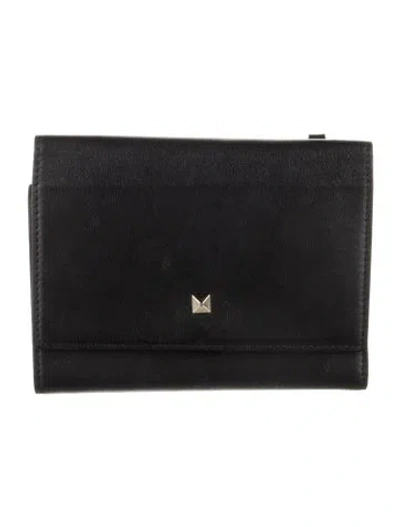 Pre-owned Valentino Garavani Rockstud Accents Leather Card Holder In Multi