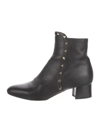 Pre-owned Valentino Garavani Rockstud Accents Leather Chelsea Boots In Black