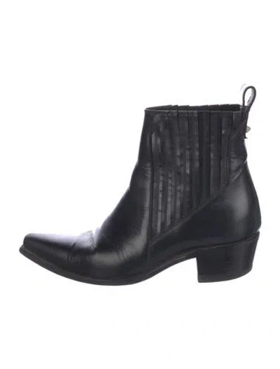 Pre-owned Valentino Garavani Rockstud Accents Leather Chelsea Boots In Black