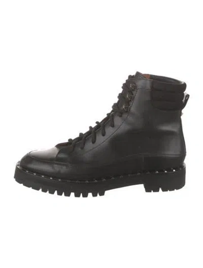 Pre-owned Valentino Garavani Rockstud Accents Leather Combat Boots In Black