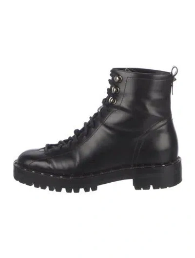 Pre-owned Valentino Garavani Rockstud Accents Leather Combat Boots In Black
