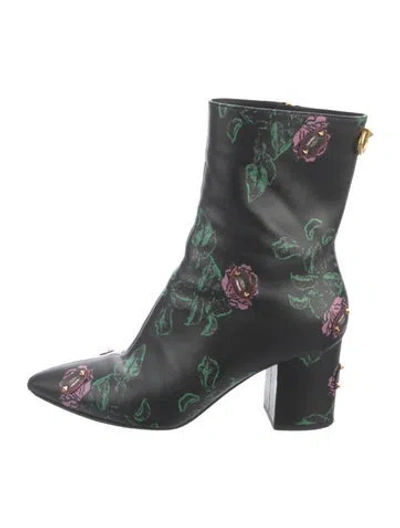 Pre-owned Valentino Garavani Rockstud Accents Leather Combat Boots In Multi