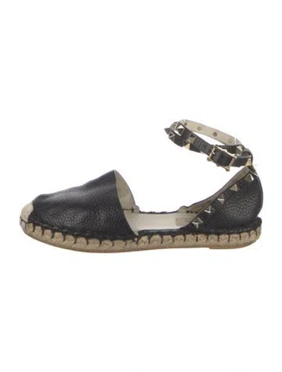 Pre-owned Valentino Garavani Rockstud Accents Leather D'orsay Flats In Black