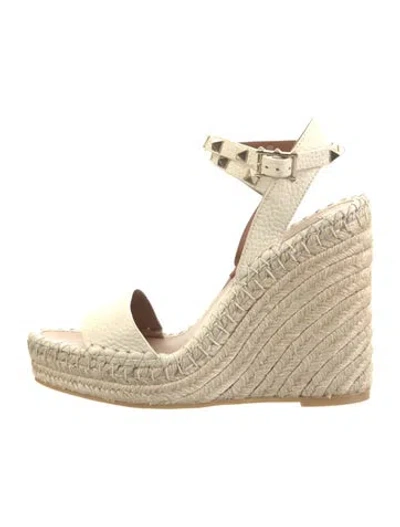 Pre-owned Valentino Garavani Rockstud Accents Leather Espadrilles