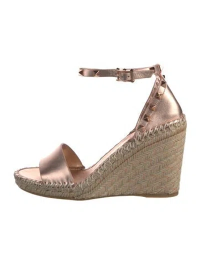 Pre-owned Valentino Garavani Rockstud Accents Leather Espadrilles