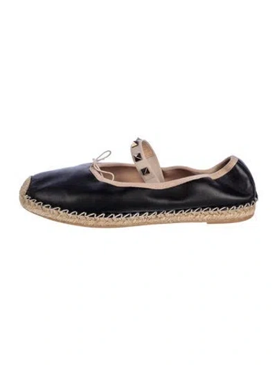 Pre-owned Valentino Garavani Rockstud Accents Leather Espadrilles
